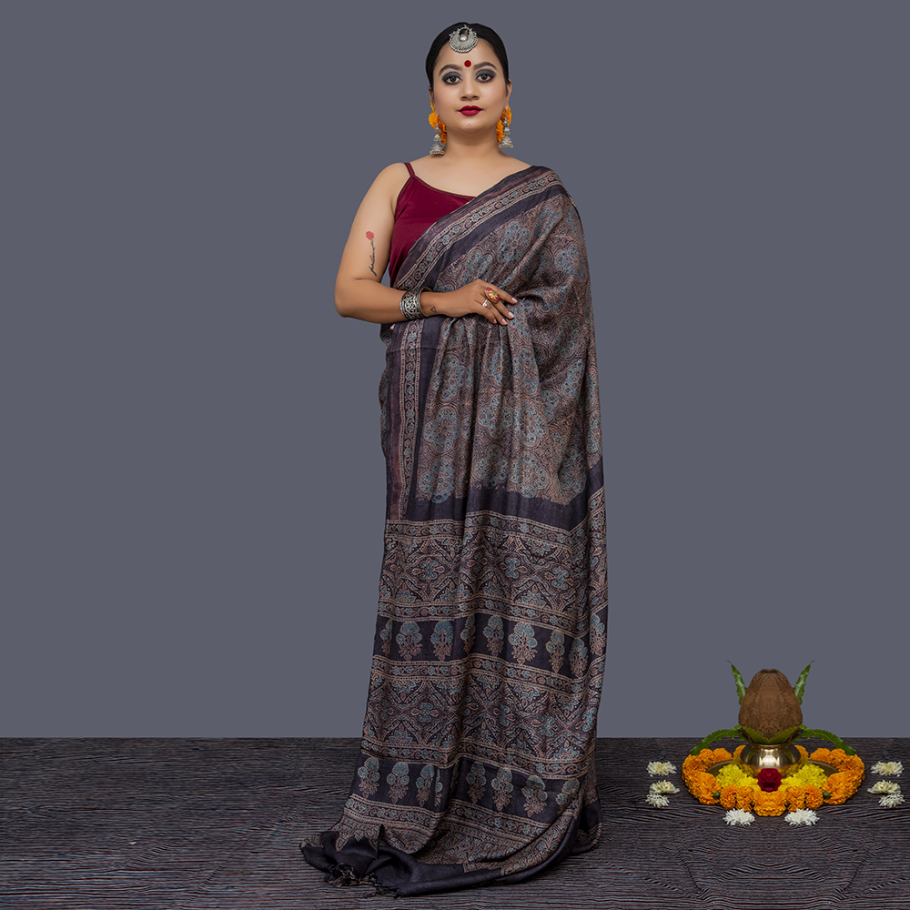 Ajrakh Saree - Image 4