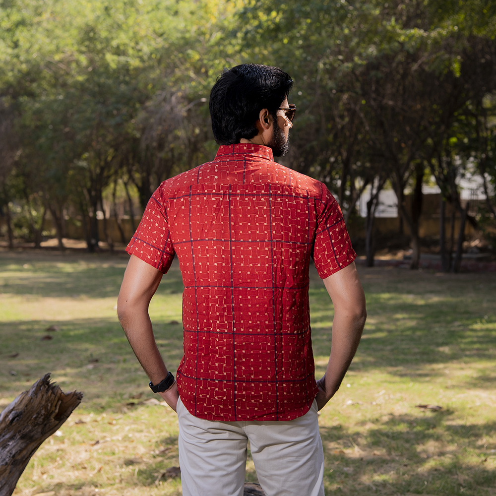 Kala Cotton Ajrakh Shirt - Image 3