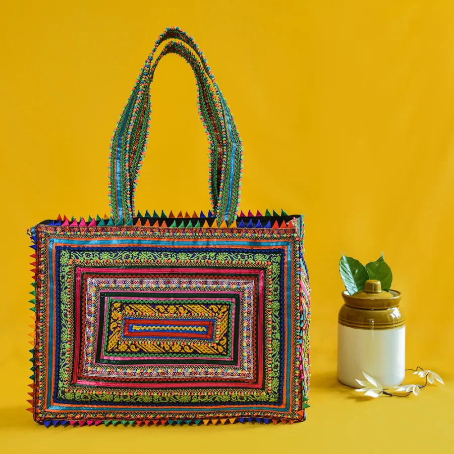 Hari Jari Art Rectangular Large Pabi Shoulder Bag