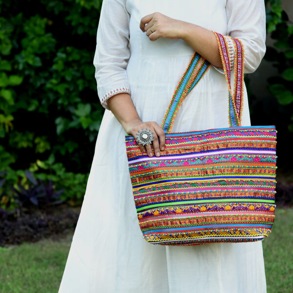 Pabiben- Multicolour Hari Jari Art Pabi Shopping Bag