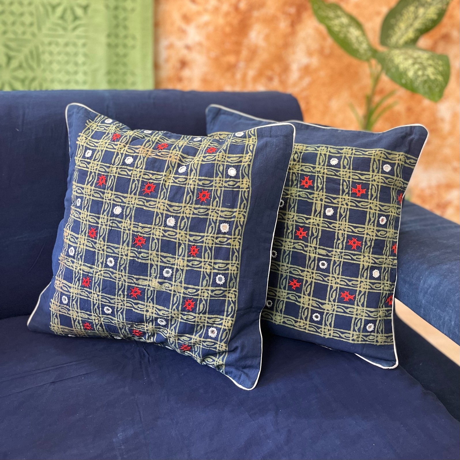 Ajrakh Cushion Cover Set
