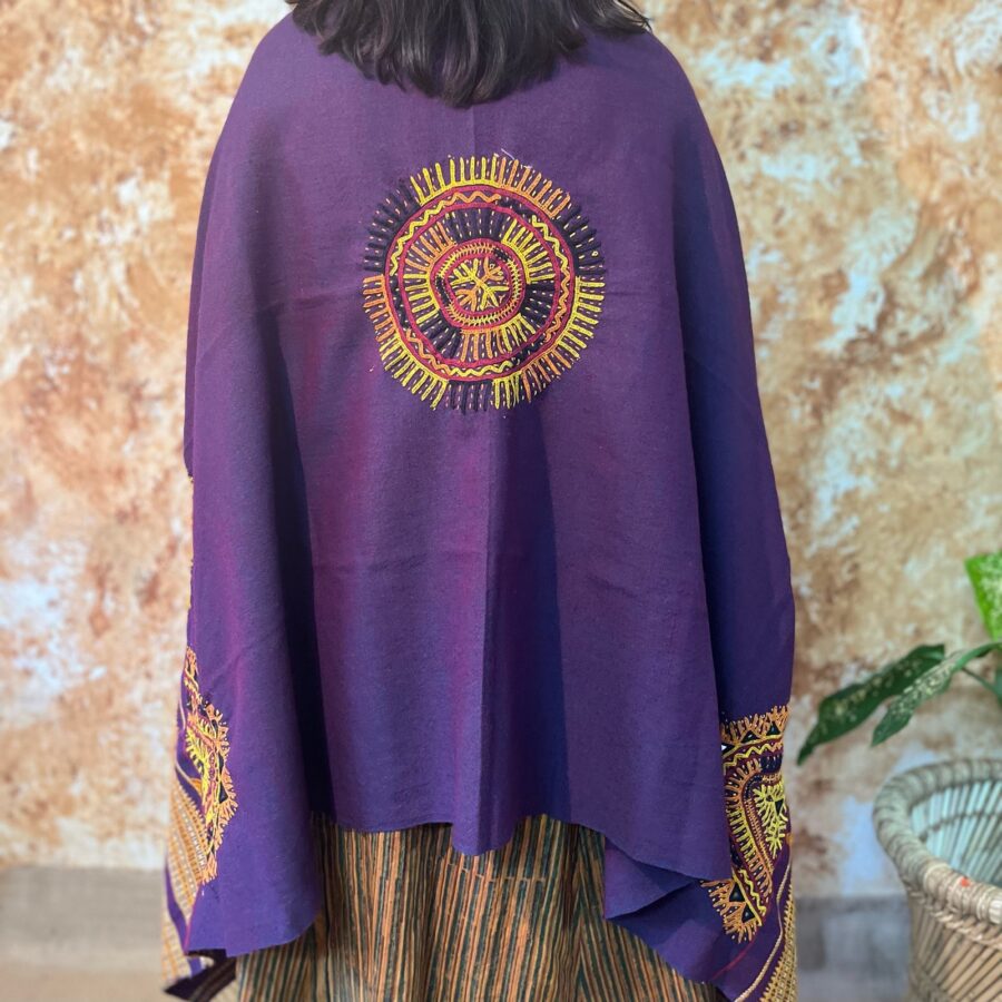 Women Special, Purple Rabari Embroidered, Handmade Shawl - Image 3