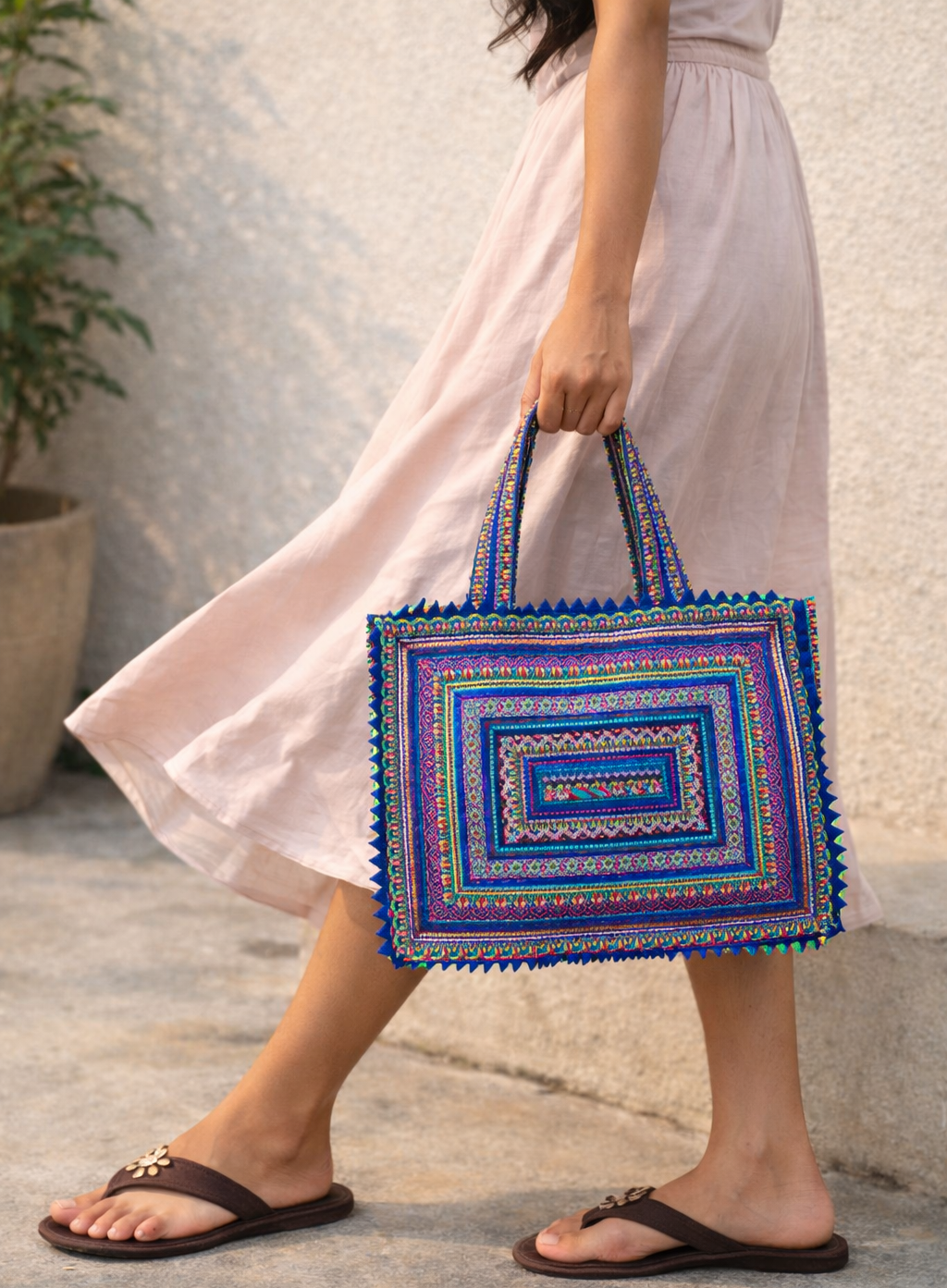 Hari Jari Art Rectangular Large Pabi Shoulder Bag