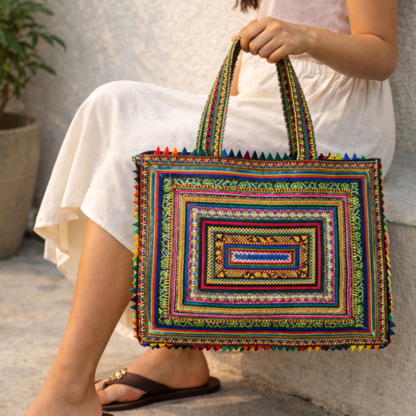 Hari Jari Art Rectangular Large Pabi Shoulder Bag