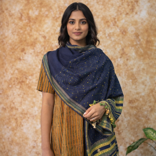100% Handmade, Rabari Women Embroidered, Bandhani Shawl