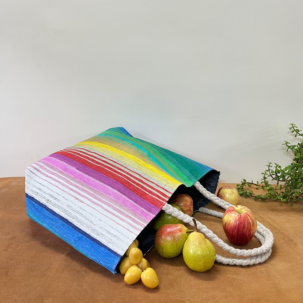 Rajiben- Multicolour Upcycled Plastic Handwoven Grocery Bag - Image 2