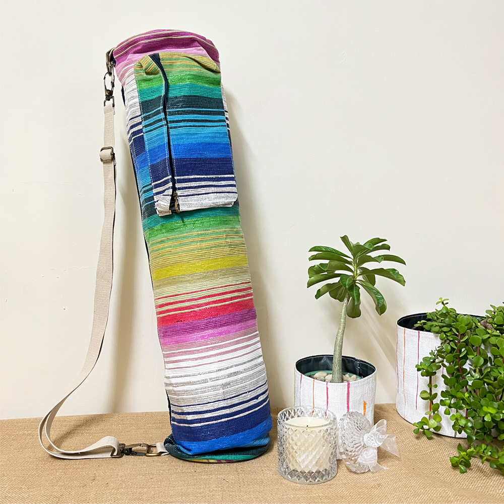 Rajiben- Multicolour Upcycled Plastic Handwoven Yoga Bag