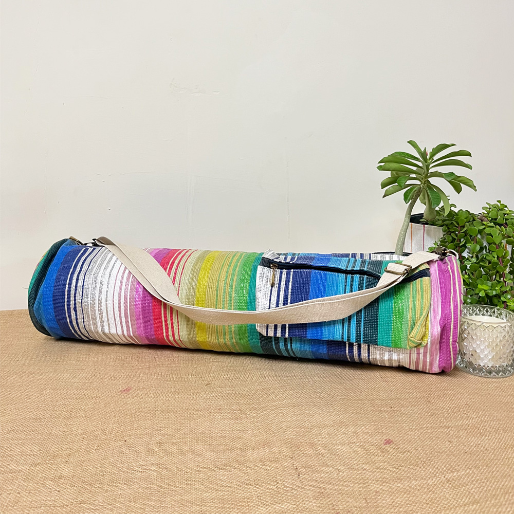 Rajiben- Multicolour Upcycled Plastic Handwoven Yoga Bag - Image 2