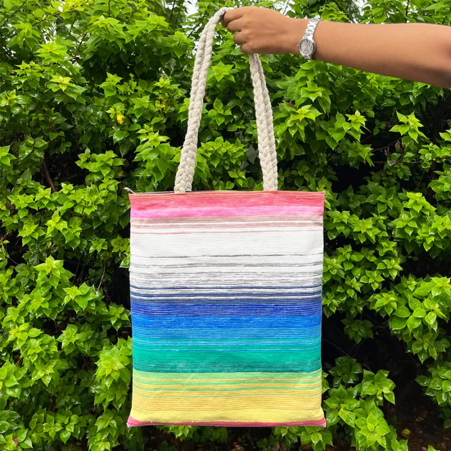 Upcycled Plastic Handwoven Tote Bag