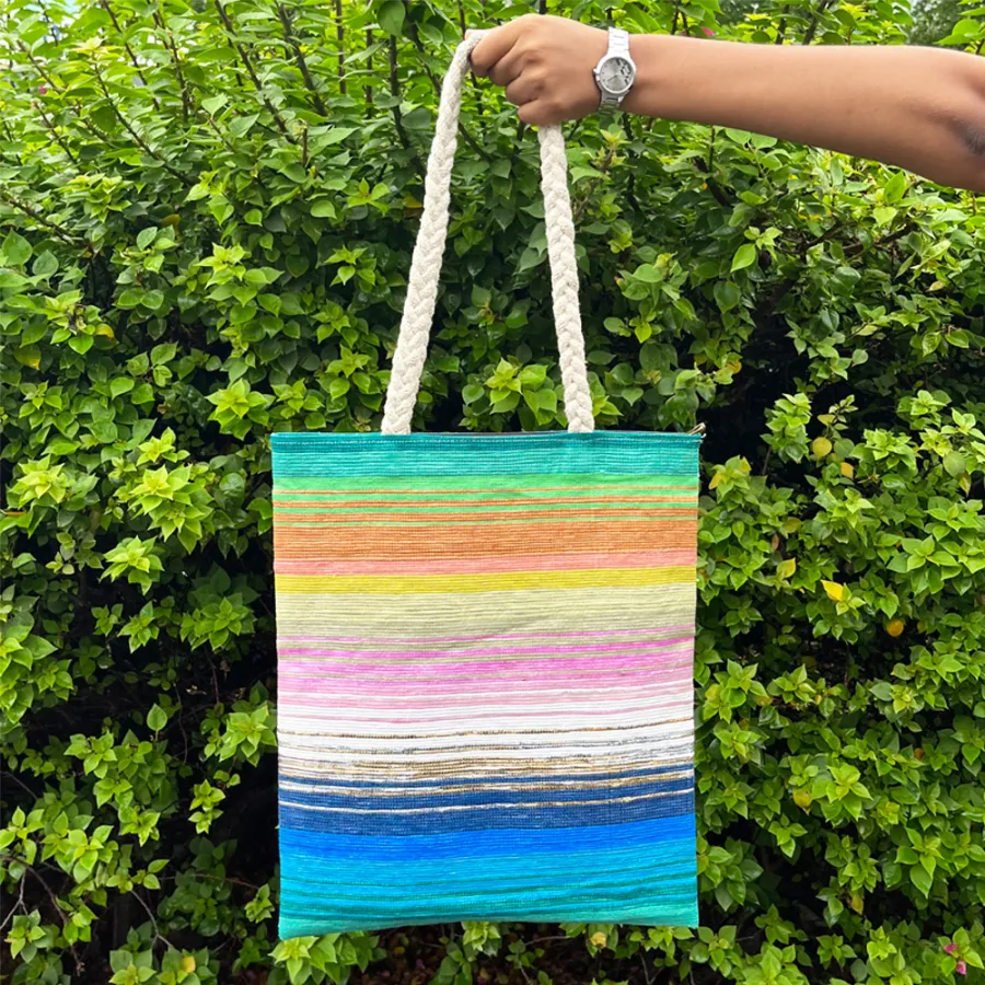 Upcycled Plastic Handwoven Tote Bag