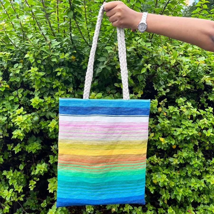 Upcycled Plastic Handwoven Tote Bag