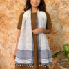 Premium Handmade, White Colour, Rabari Embroidered Stole