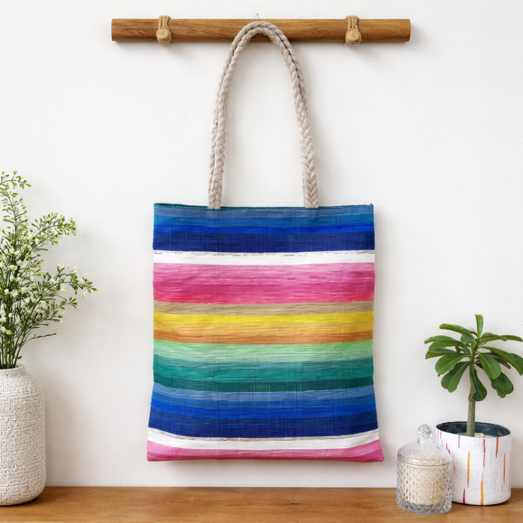 Upcycled Plastic Handwoven Tote Bag