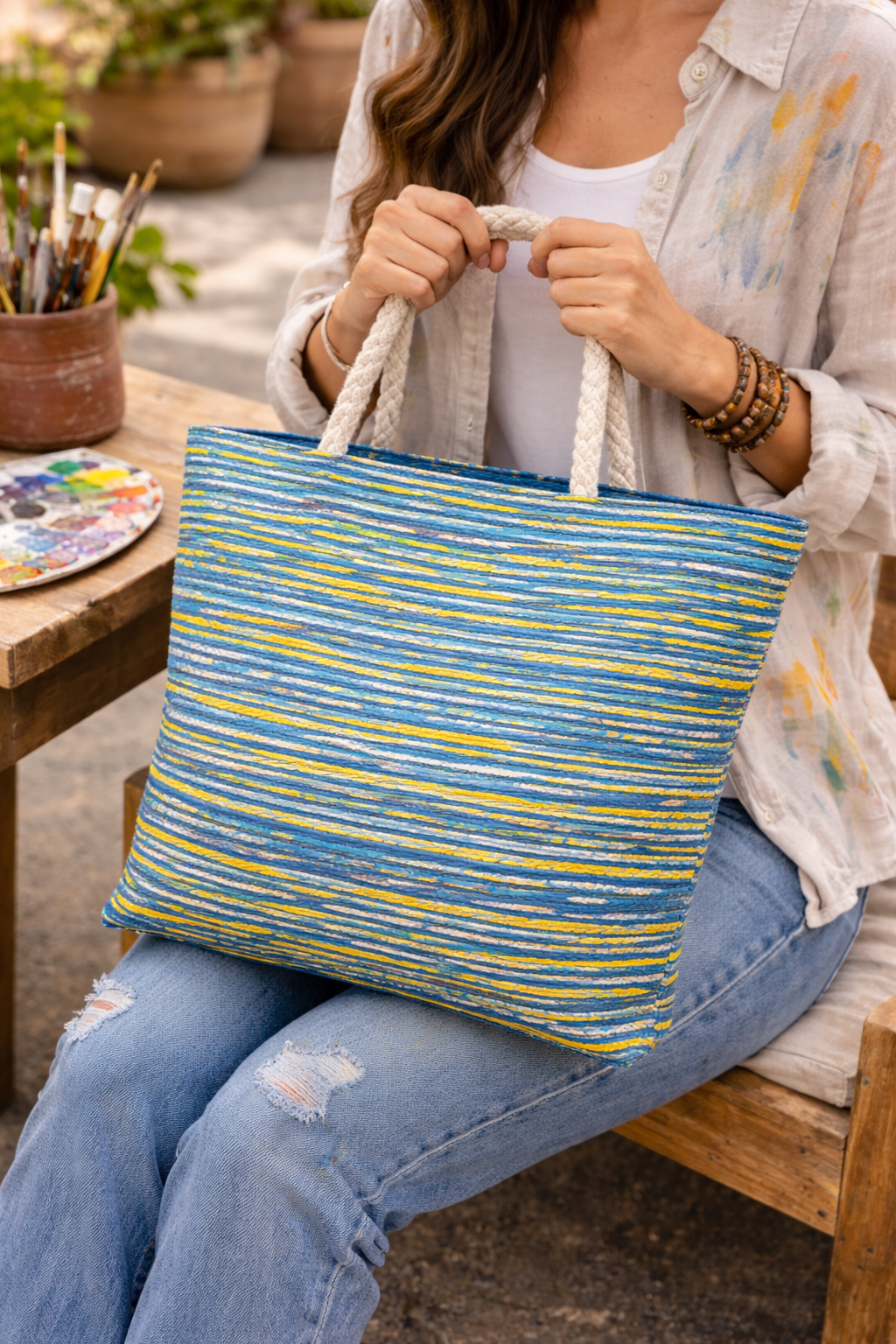 Plastic recycle bags, shoulder bags