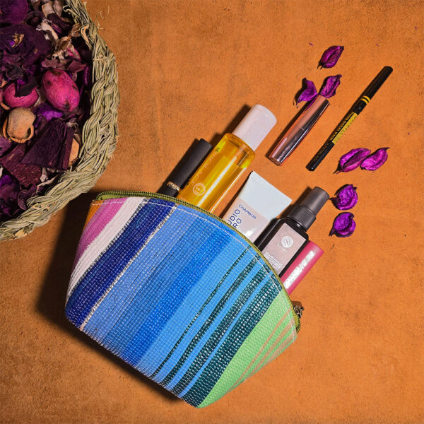 Rajiben- Blue Upcycled Plastic Handwoven everyday use pouch