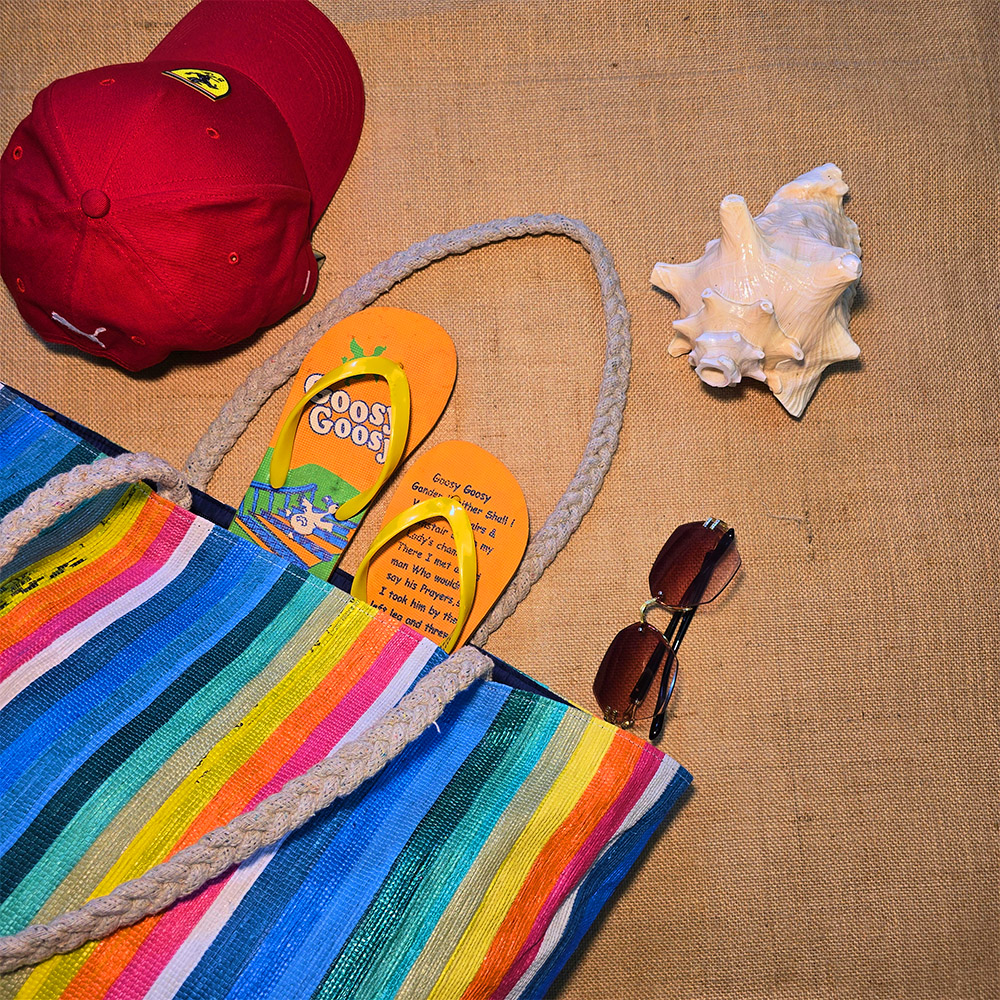 Rajiben- Rainbow Vertical Stripe Upcycled Plastic Handwoven Rectangular Shoulder Bag - Image 4
