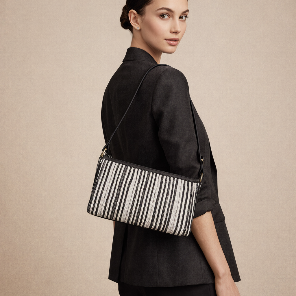 Up-cycled plastic weaving shoulder bag