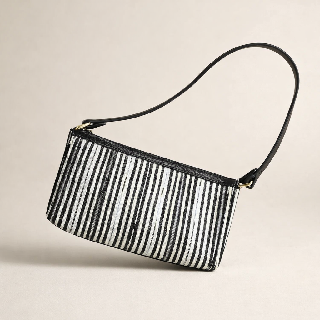 Up-cycled plastic weaving shoulder bag