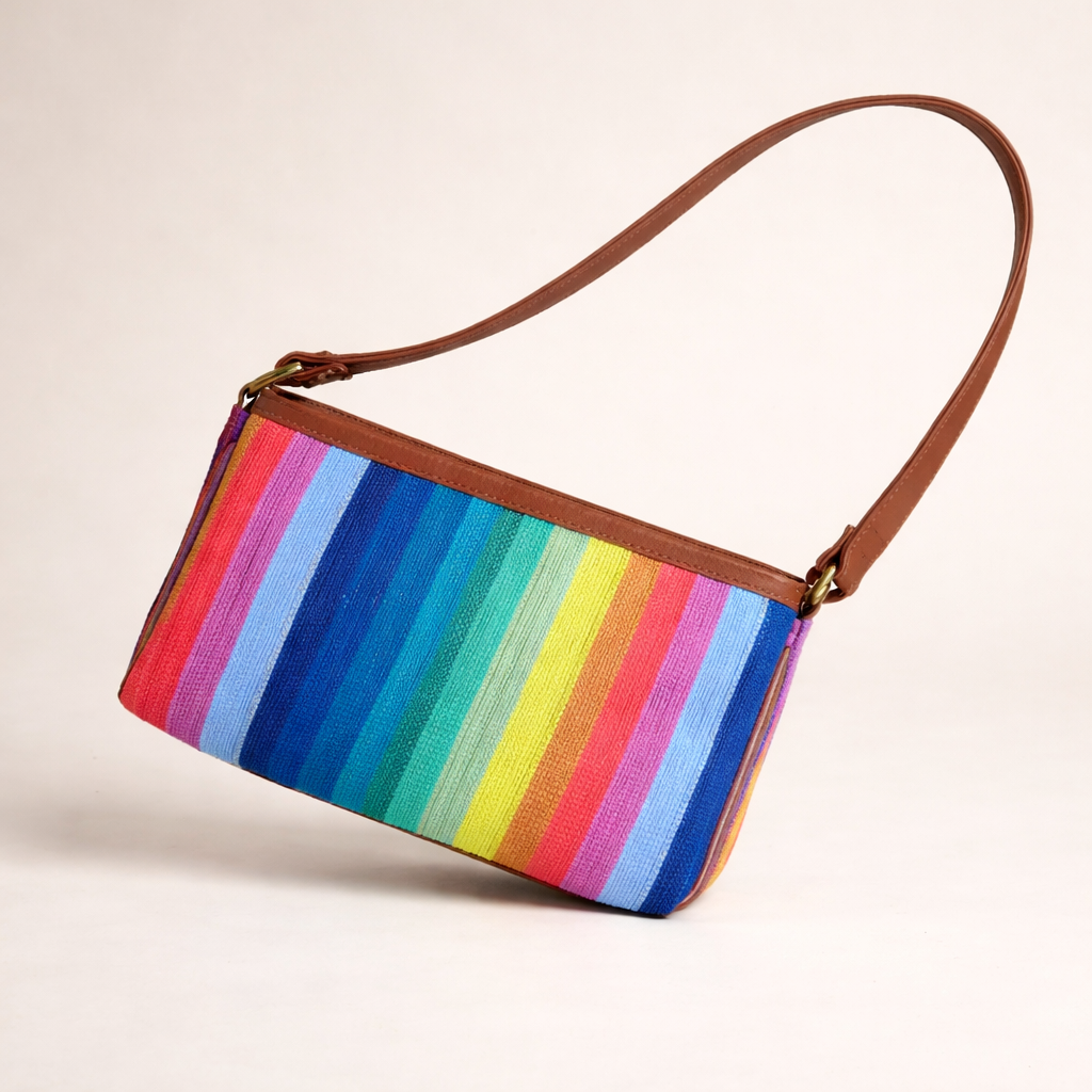 Up-cycled plastic weaving shoulder bag