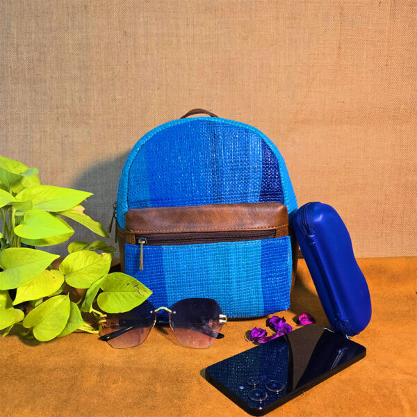 Handwoven Upcycled and Stylish Vibrant Blue, Raji Backpack