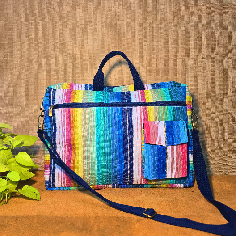 Vibrant Upcycled Laptop Bag – Perfect for Work and Travel - Image 2