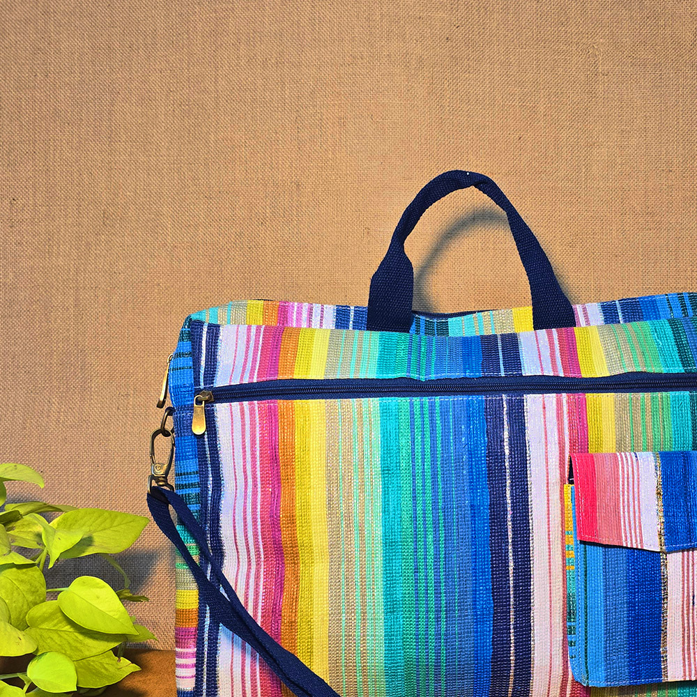 Vibrant Upcycled Laptop Bag – Perfect for Work and Travel - Image 3