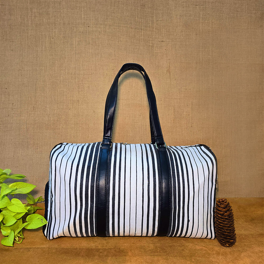 Black and White Raji Duffle Bag (Large) with Waterproof Inner lining | Stylish Bag suitable for Travel