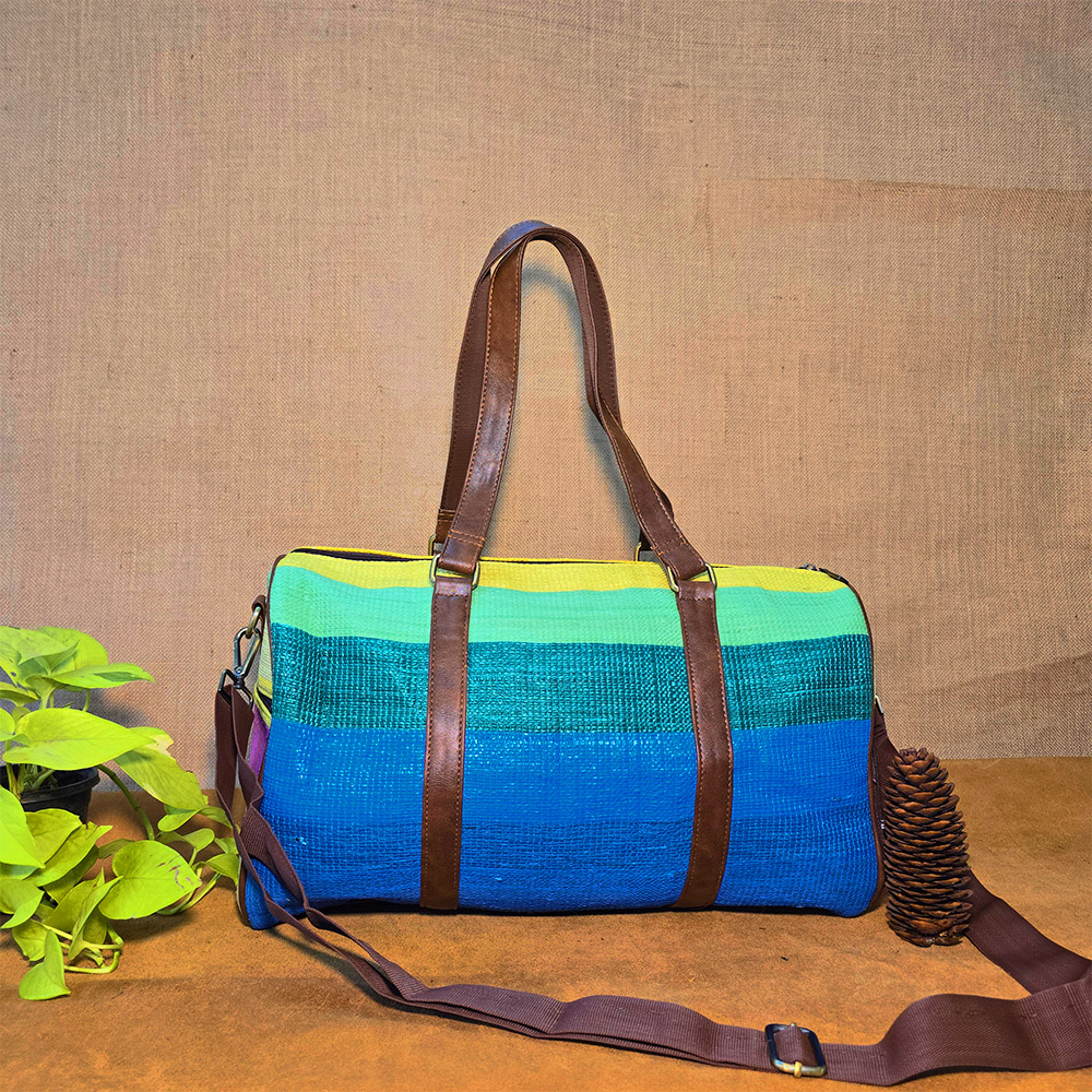 Upcycled Weave Handcrafted Raji Duffle Bag-Medium