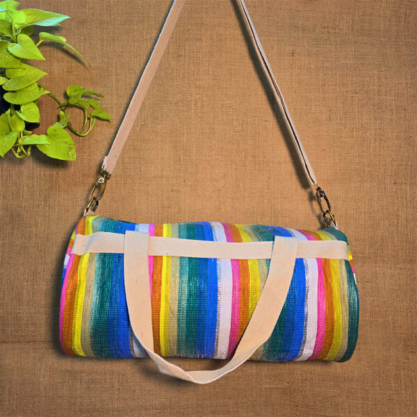 Vibrant Rainbow Duffel Bag – Eco-Conscious Design