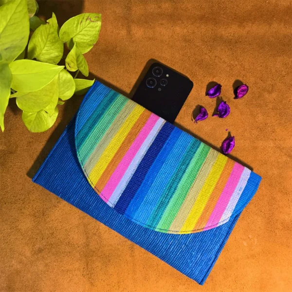 Denim Blue Upcycled Plastic Handwoven Clutch