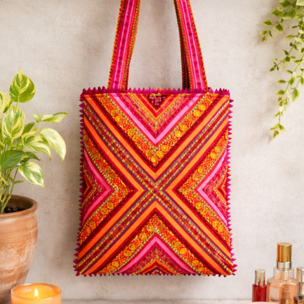 Hari Jari Art Pabi Rectangular Tote Bag