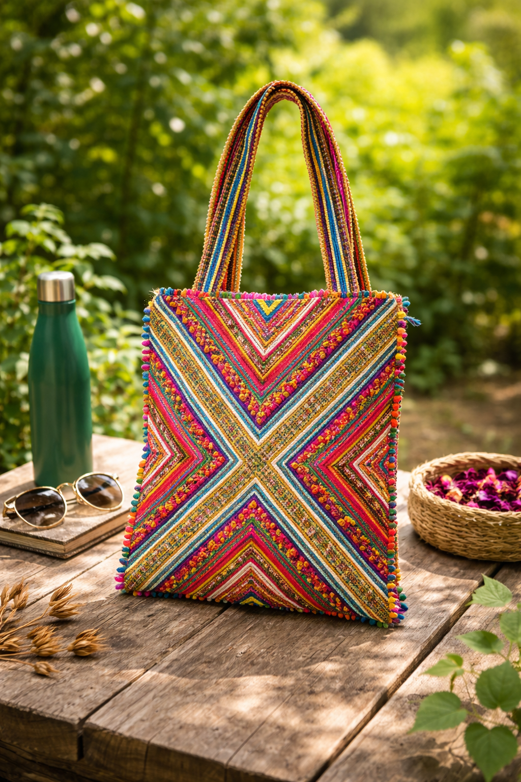 Hari Jari Art Pabi Rectangular Tote Bag
