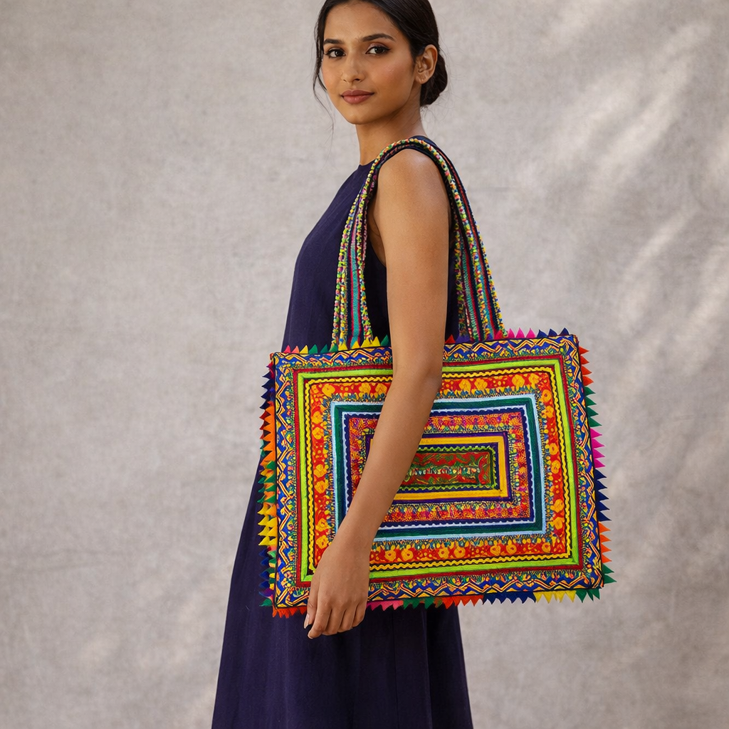 Hari Jari Art Rectangular Medium Pabi Bag