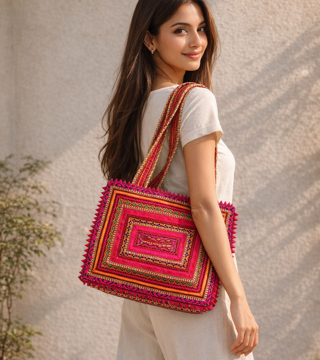 Hari Jari Art Rectangular Large Pabi Bag