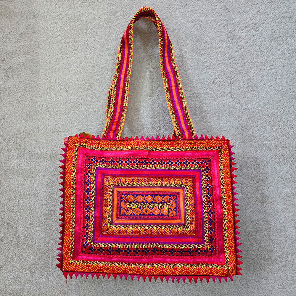 Pabiben- Pink Hari Jari Art Rectangular Medium Pabi Bag - Image 2