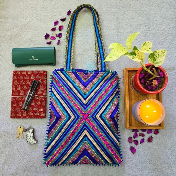 Hari Jari Art Pabi Rectangular Tote Bag
