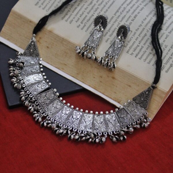 Oxidised German Silver Necklace with Earrings set