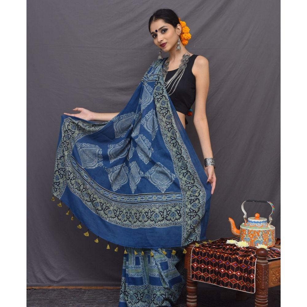 Ajrakh Saree - Image 3