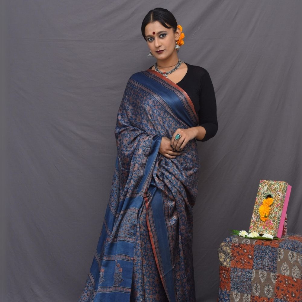 Ajrakh Saree