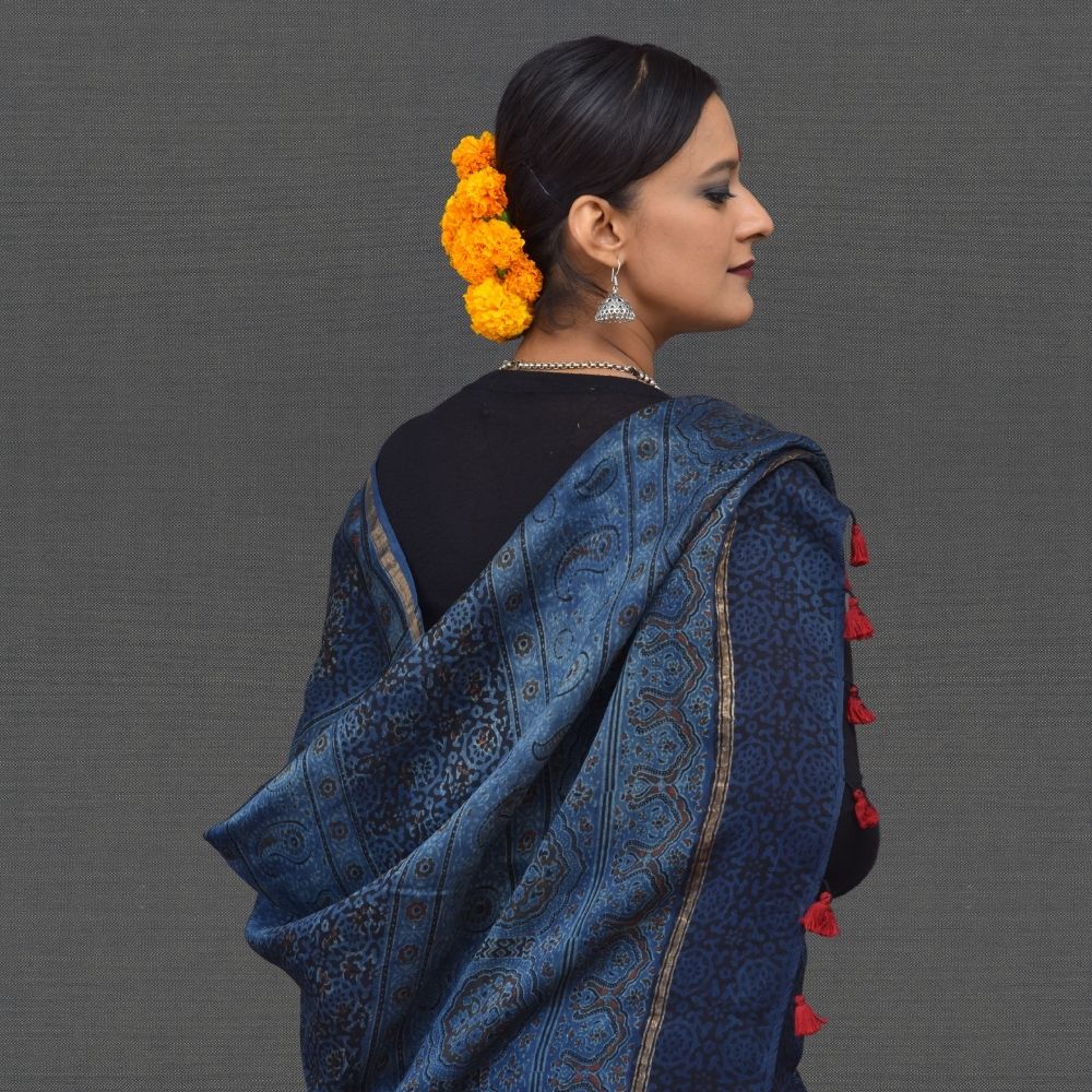 Ajrakh Saree - Image 2