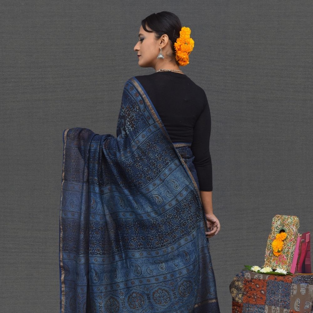 Ajrakh Saree - Image 3