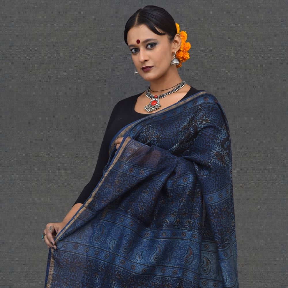 Ajrakh Saree - Image 4
