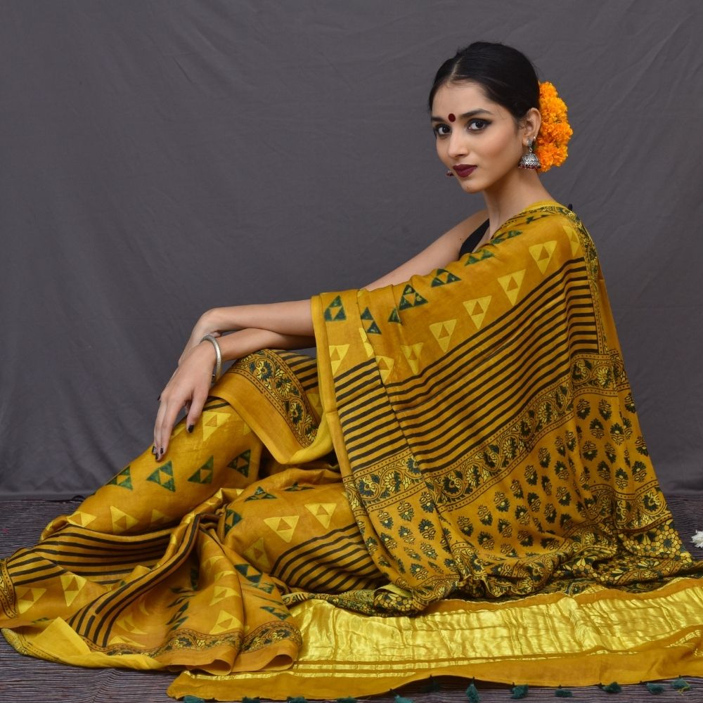 Ajrakh Saree - Image 2