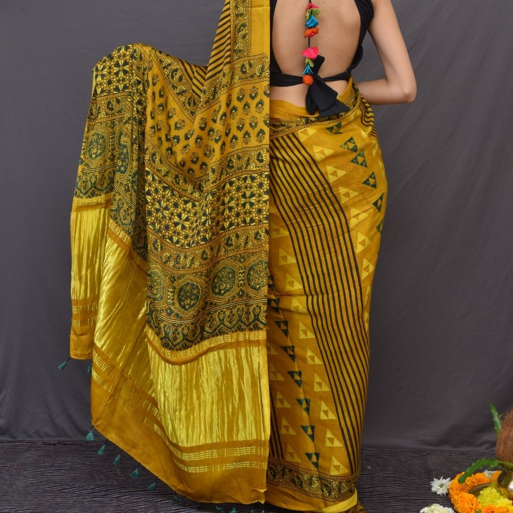 Ajrakh Saree - Image 3