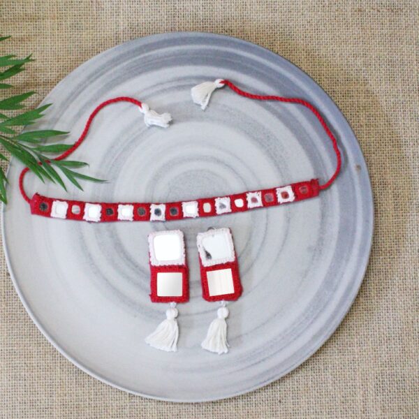 Mirror work Necklace and Earring