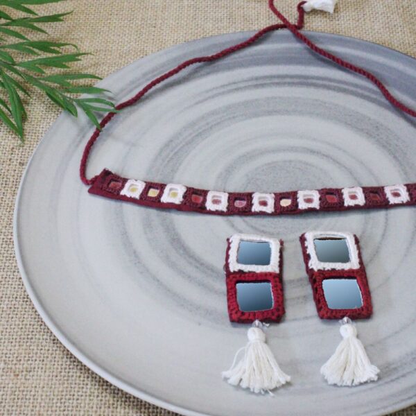 Mirror work Necklace and Earring