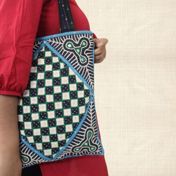 Pabiben- Rabari Embroidered Black & Blue Pabi Tote Bag