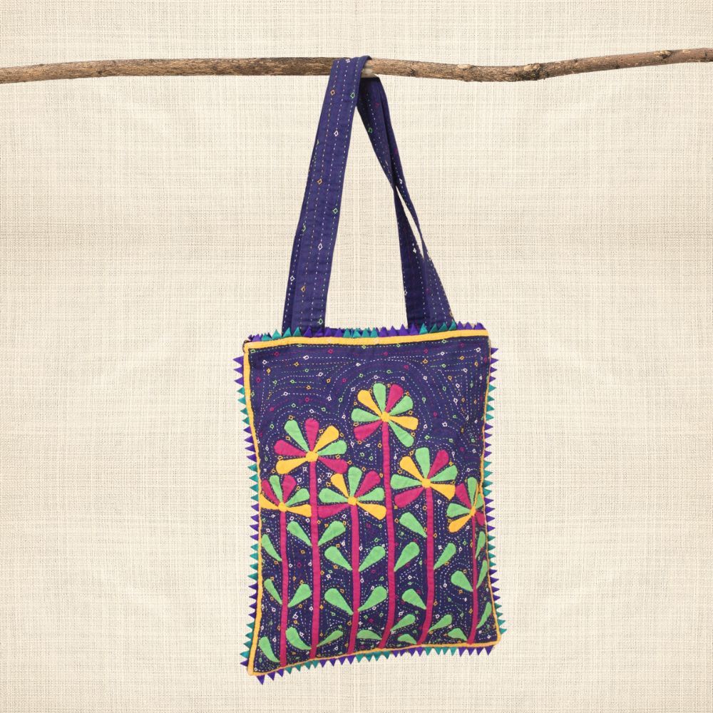 Pabiben- Rabari Embroidered Violet Pabi Tote Bag - Image 2