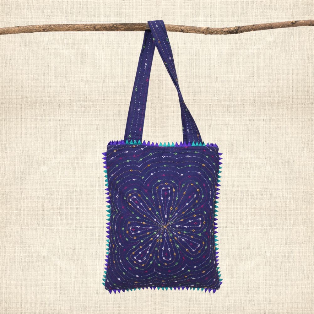 Pabiben- Rabari Embroidered Violet Pabi Tote Bag - Image 3