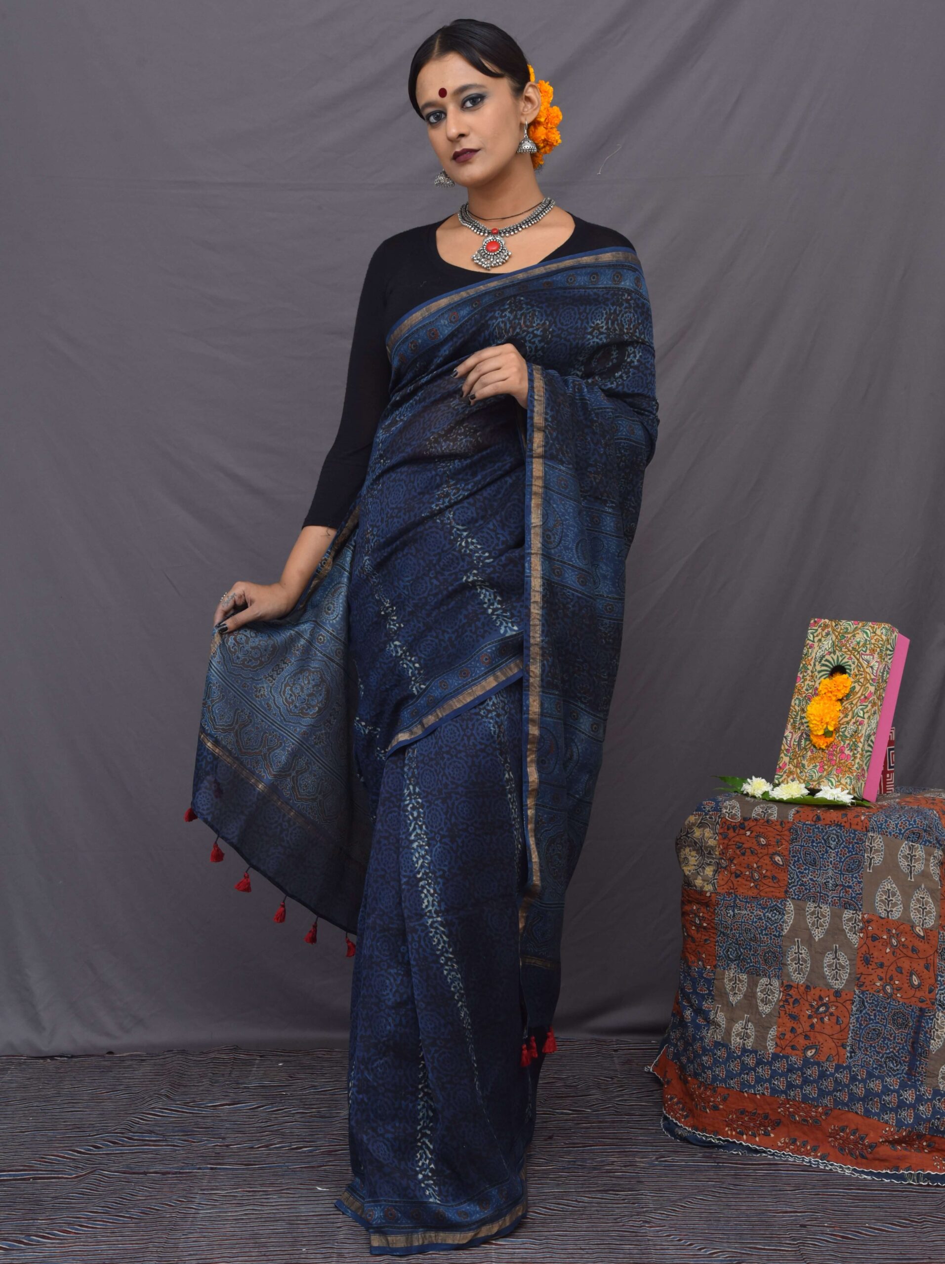 Ajrakh Saree